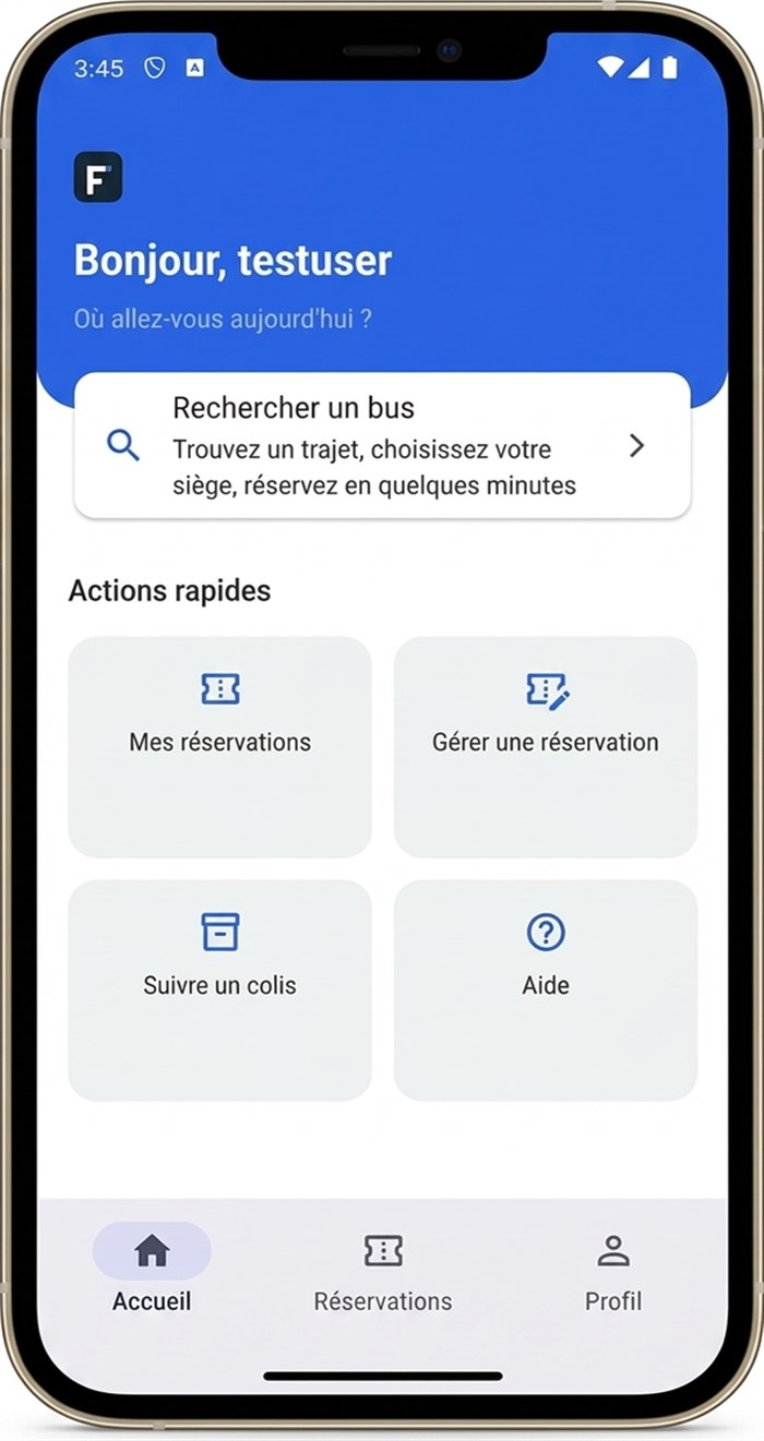 Fortivex Android app — home screen